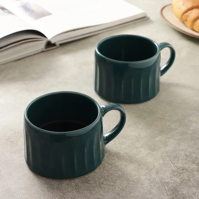 Teal Stoneware Coffee Mug (300 mL Each) - Set Of Two media 4