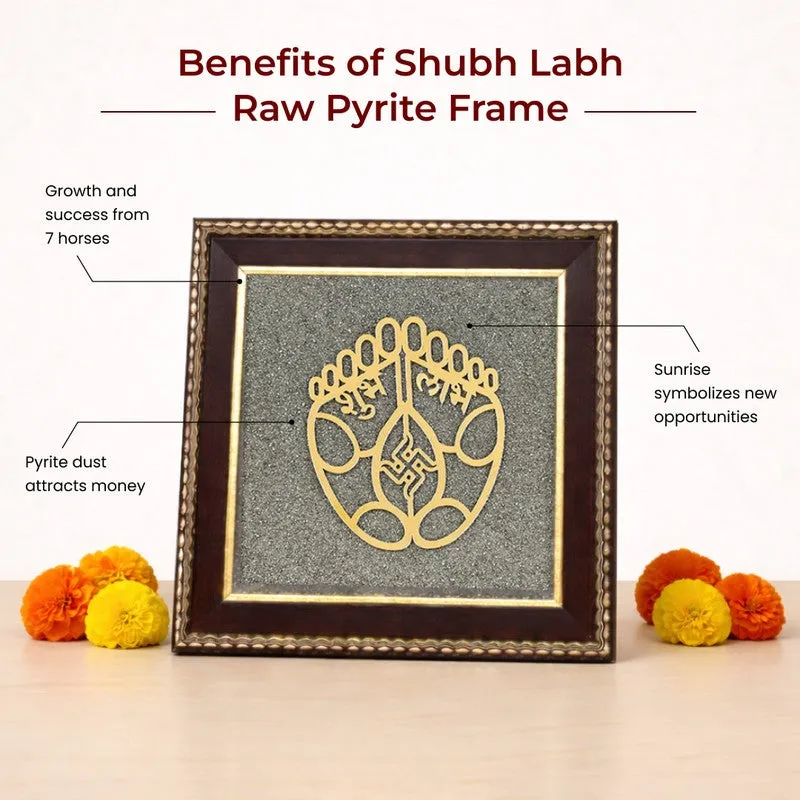 Shubh Labh Pyrite Blessings Wooden Wall Art media 8