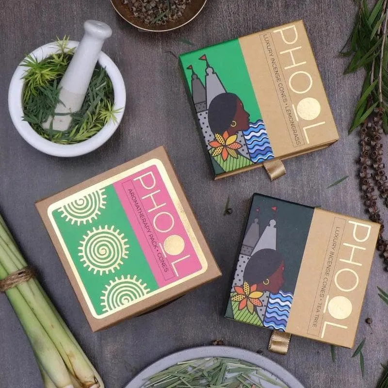 Phool Aromatherapy Combo Pack - Natural Incense Cones Tea Tree & Lemongrass media 1