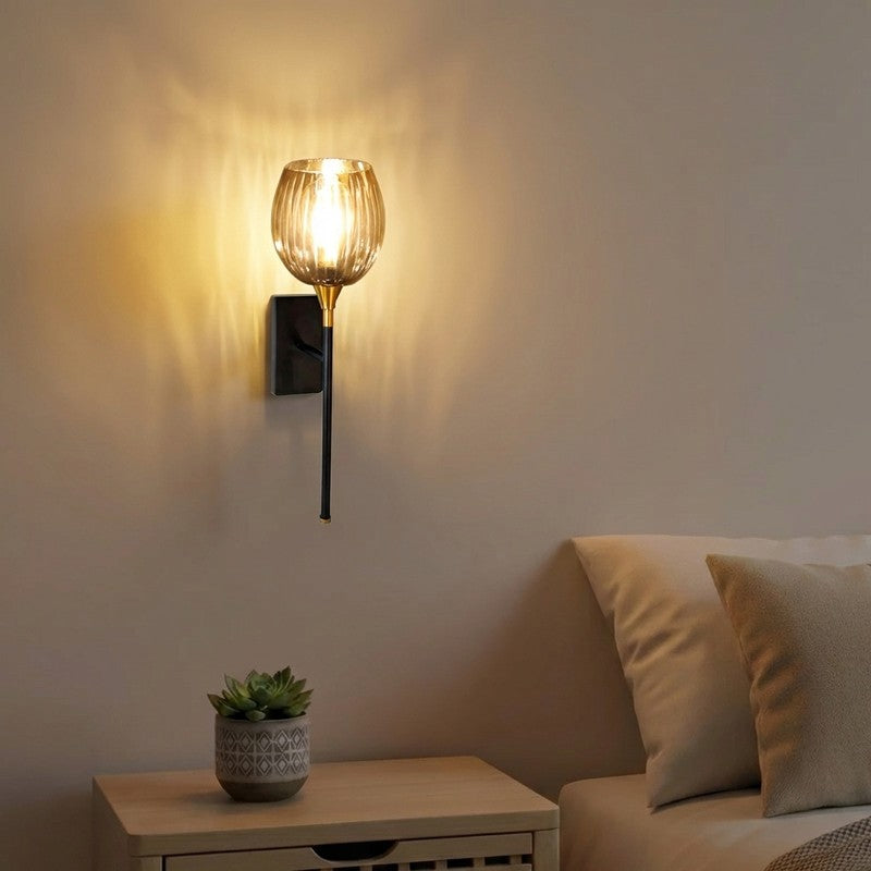 Auric Ribbed Glass Wall Lamp