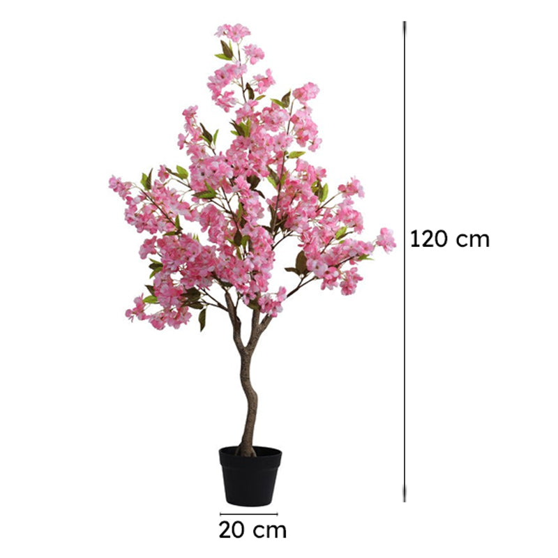 Artificial Cherry Blossom Plant With Black Plastic Pot - 4 ft media 9
