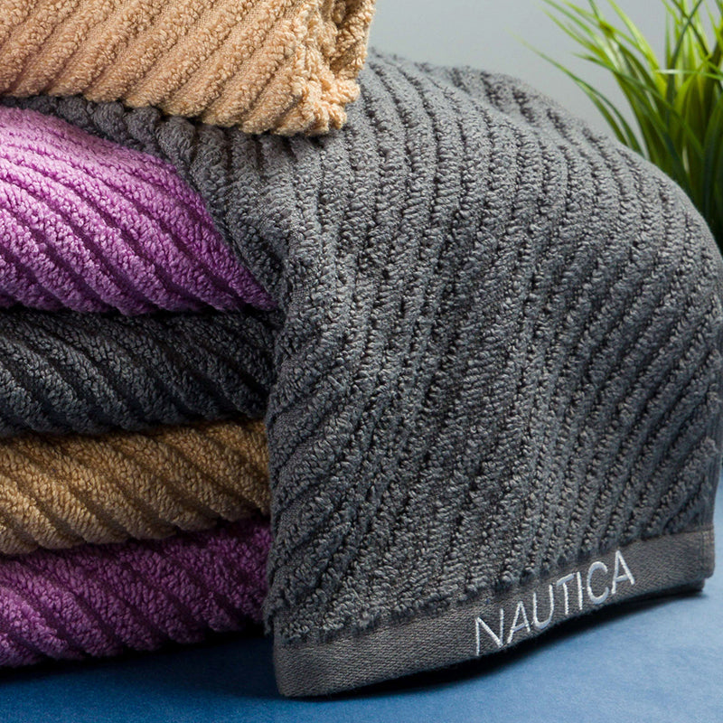 Nautica Riviera Soft Cotton Hand & Face Towel (Dark Grey, Light Tan & Lilac) - Set Of Six media 3