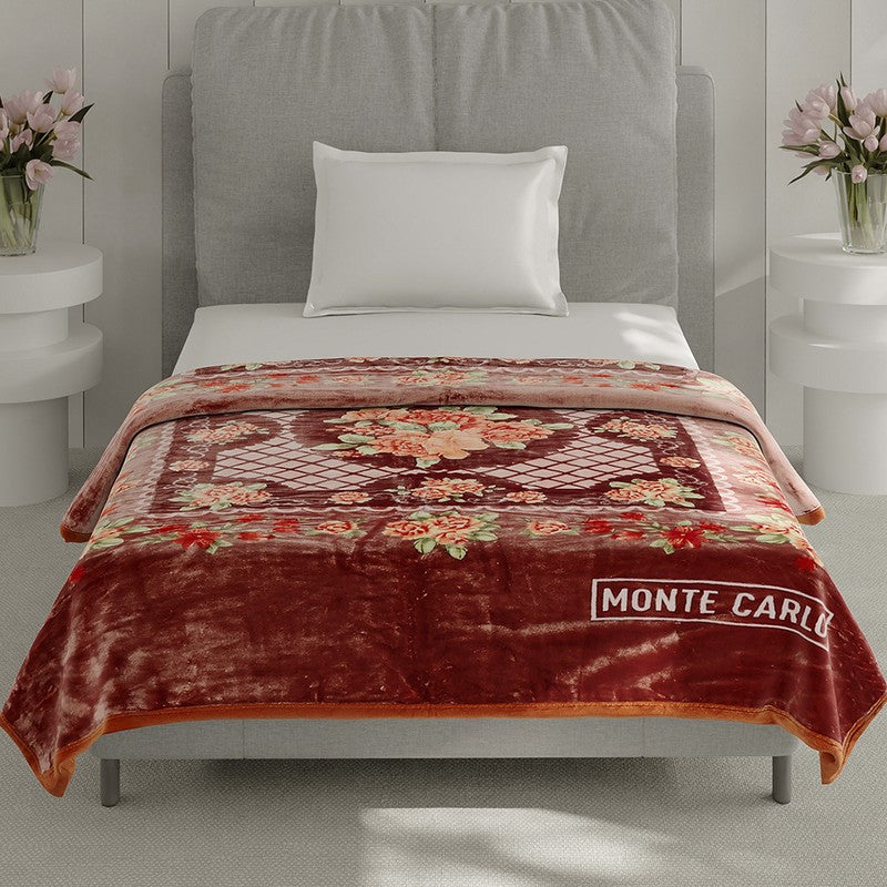 Monte Carlo Blooming Serenity Blanket (Brown) - 483 GSM