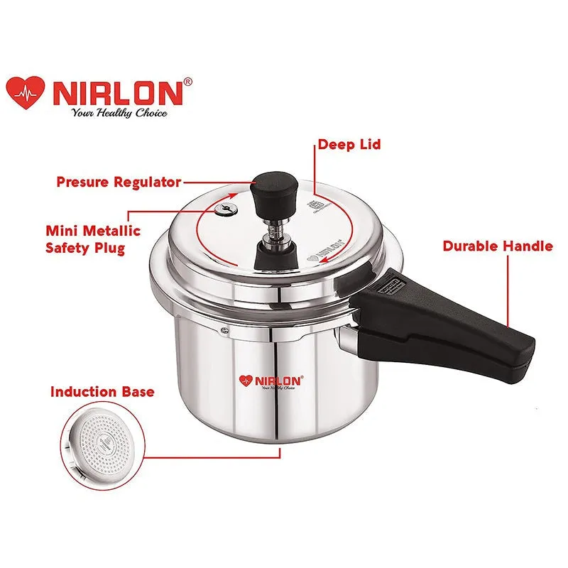Nirlon Steel Shine Pressure Cooker(3L/2L) - Set Of Two media 6