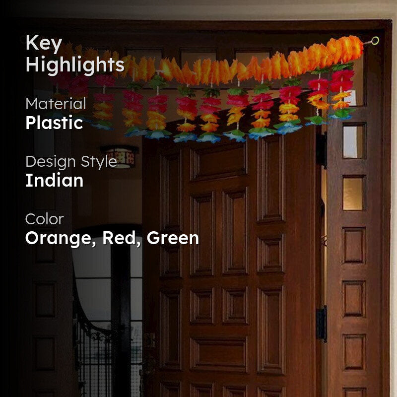 Faux Floral Toran - Orange media 2