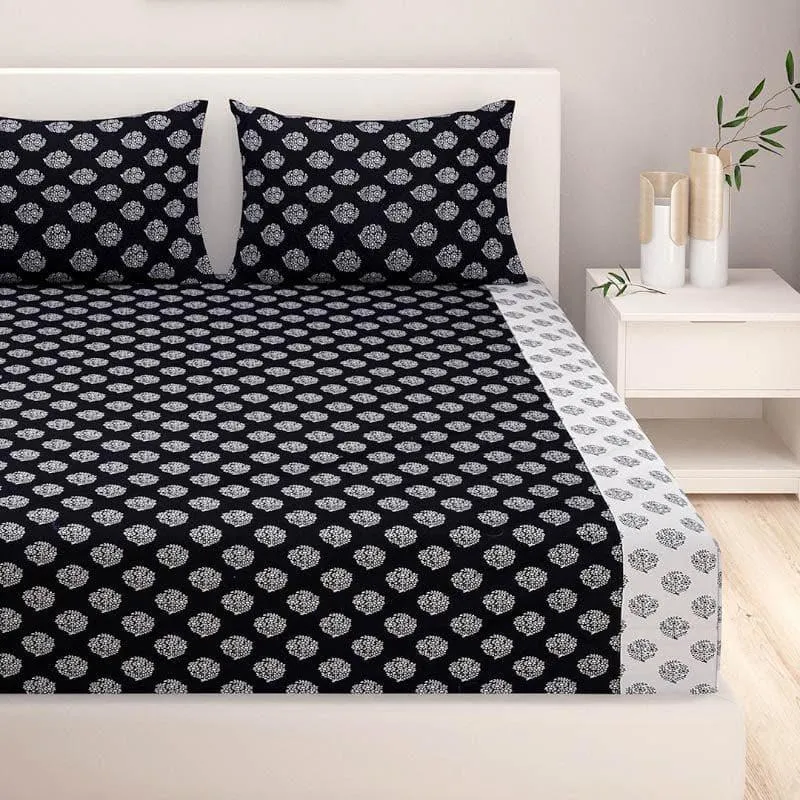 Swayam Mayoor Paradise Cotton Bedsheet (Black) - 240 TC media 1