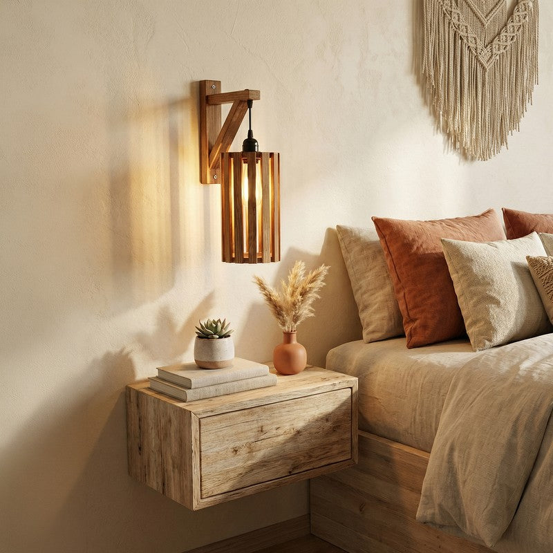 LinearStripe Wooden Wall Lamp - Brown media 3