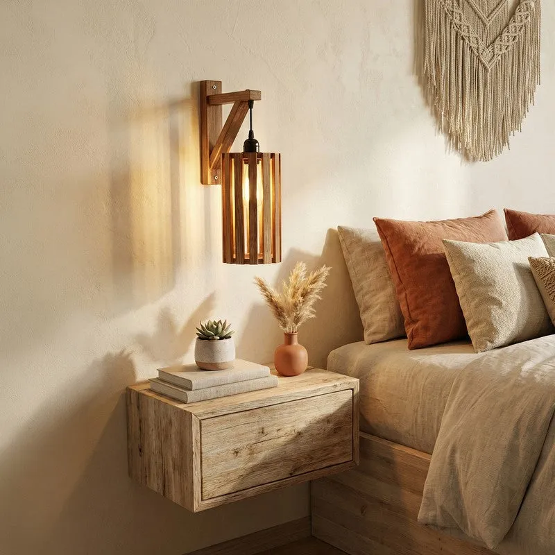 LinearStripe Wooden Wall Lamp - Brown media 3