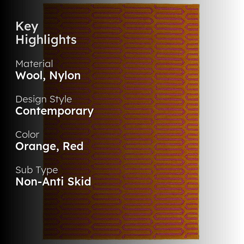 Diores Geometric Wool & Nylon Carpet - Orange media 2