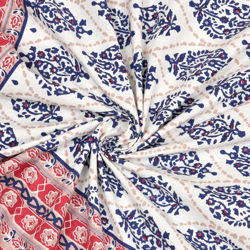 Gardenet Cotton Bedsheet (Blue,Red) - 240 TC media 5