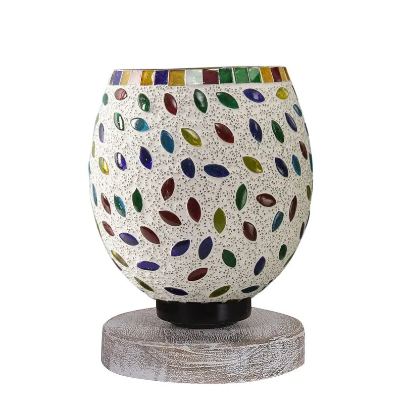 Raynora Mosaic Glass Table Lamp With Wooden Base - Multicolor media 5