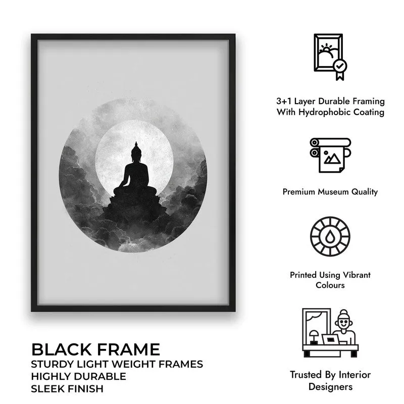 Eclipse of Peace Buddha Wall Painting With Black Frame media 9