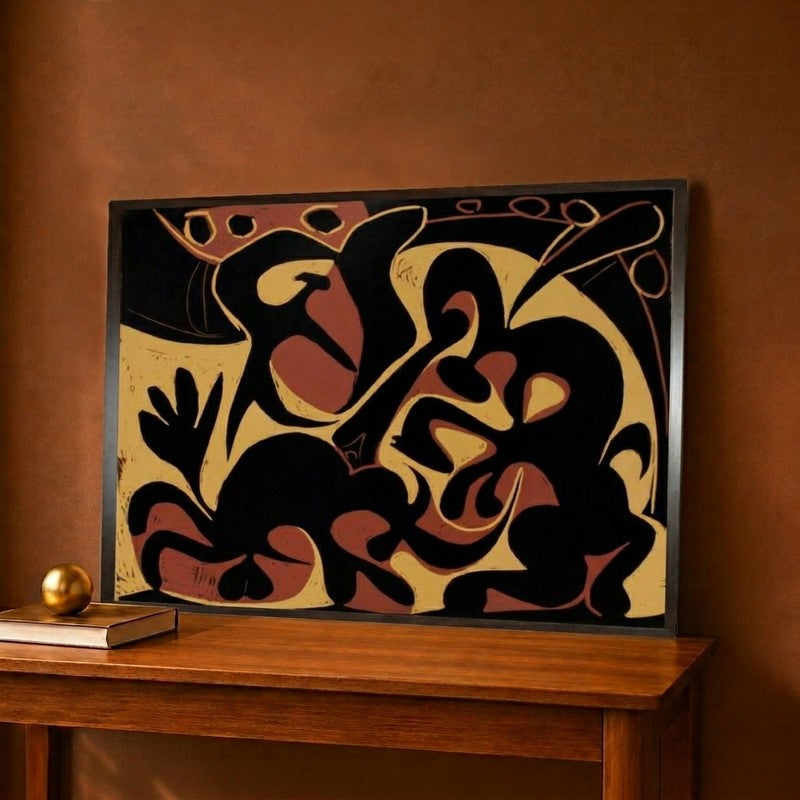 Pique (noir et beige) by Pablo Picasso Canvas Wall Painting - 15 x 13 Inches