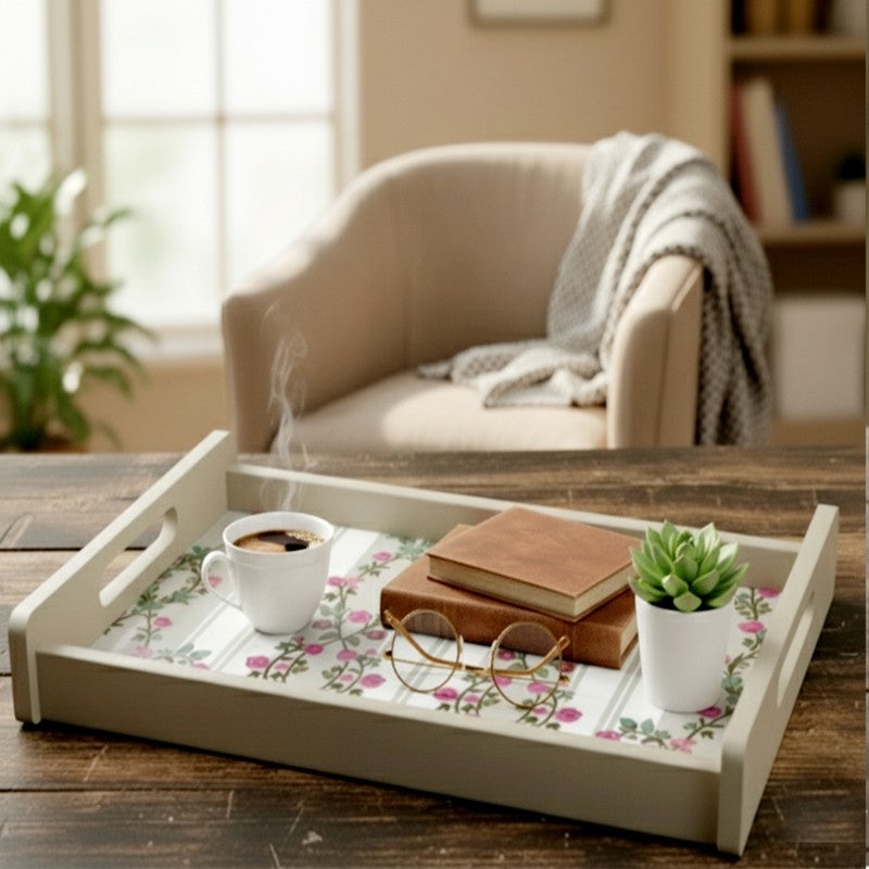 Velora Serving Tray with 4 Coasters - Five Piece Set