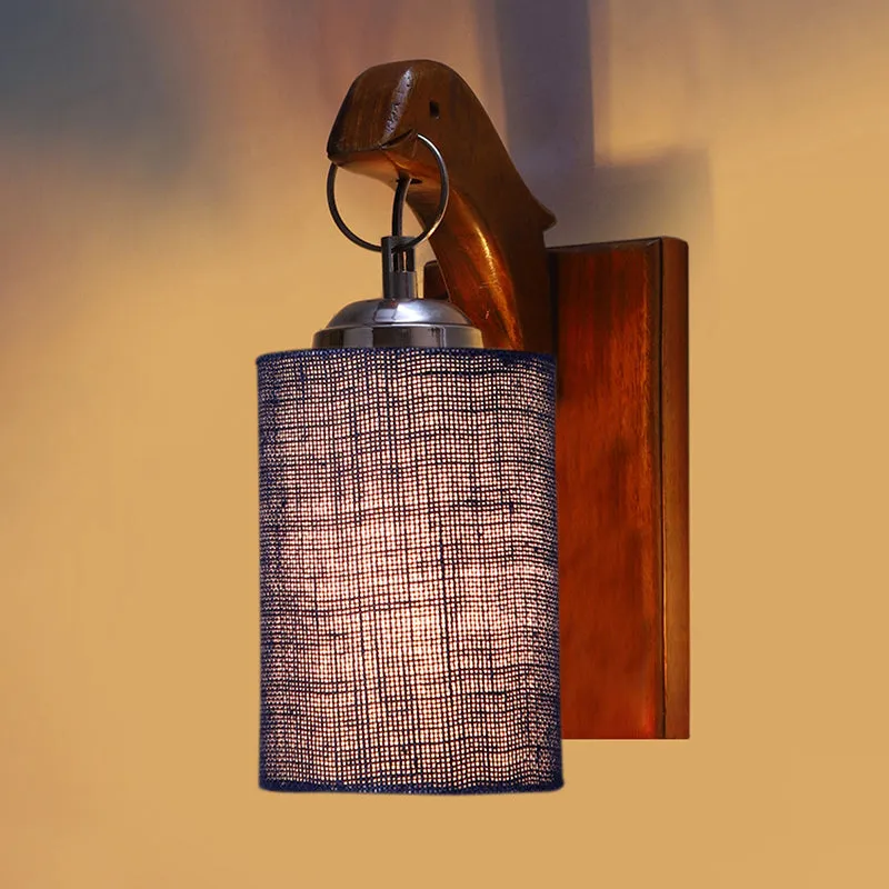Estrella Jute & Wooden Wall Lamp - Blue media 5