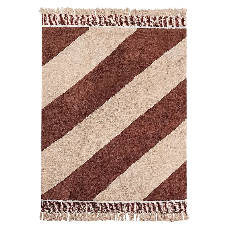 Plush Stripe Tufted Cotton Area Rug - Brown media 1
