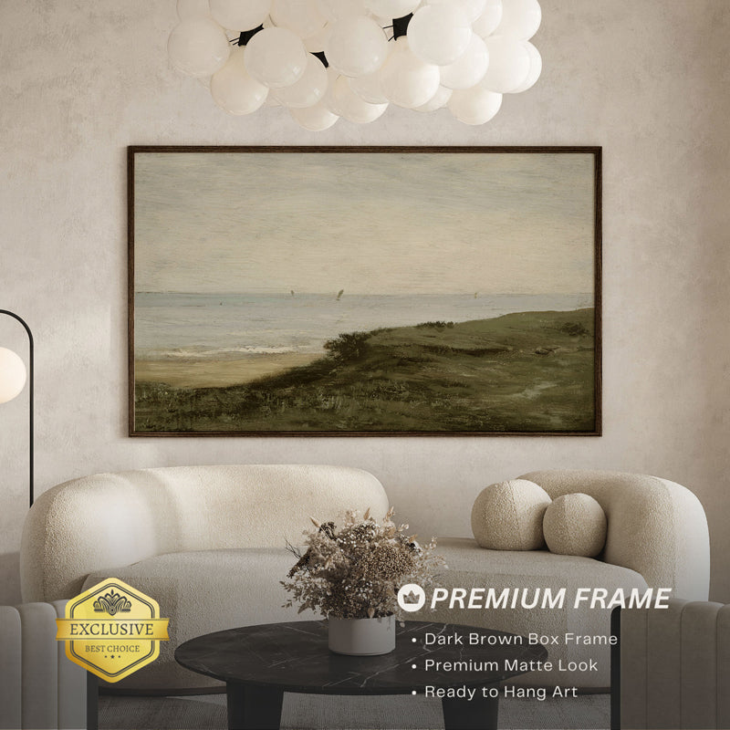 Cliff & Waves Wood Wall Art With Frame - Black media 3