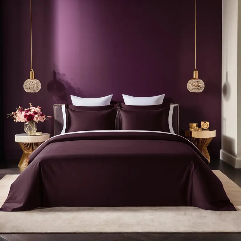 Moonweave Solid Cotton Bedsheet (Eggplant Purple) - 400 TC media 4