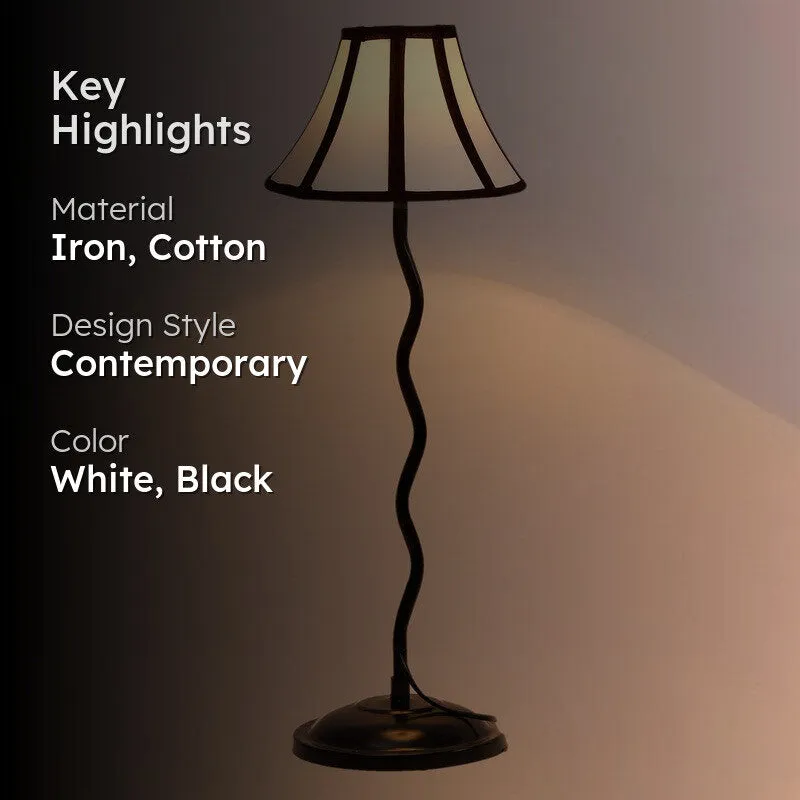 Amberal Cotton Table Lamp With Iron Base - White media 2