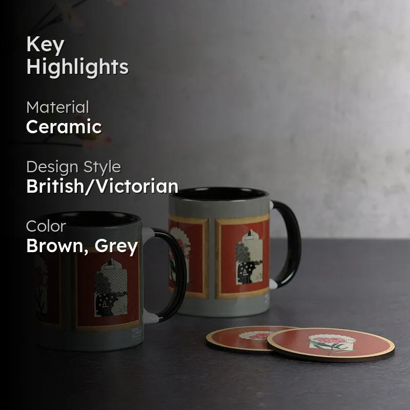 India Circus Jhaali Ceramic Mug With Coaster (325 mL Each) - Four Piece Set media 2