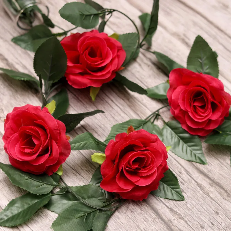 Fiora Artificial Rose Creeper (Red) Set of Two media 3