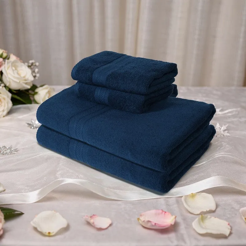 PlushAura Cotton Towel Sets (Dark Blue) - Set of Four media 3