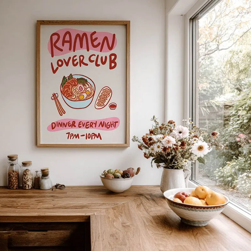 Ramen Club Archival Canvas Wall Art - Brown media 8