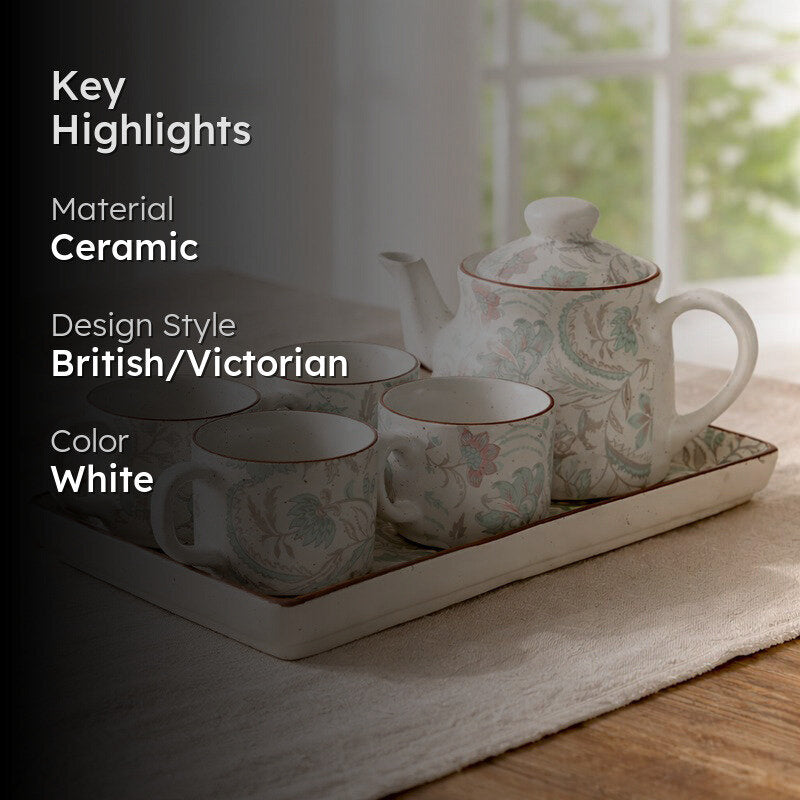 Florale Ceramic Tea Set - Six Piece Set media 2