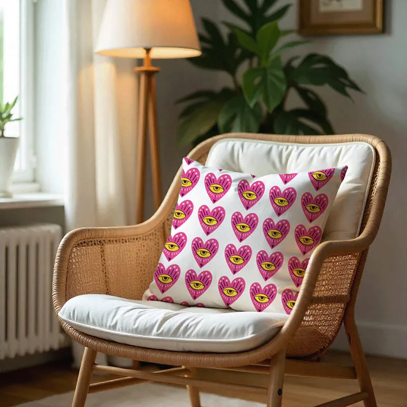 Heart's Eyes Printed Velvet Cushion Cover media 6