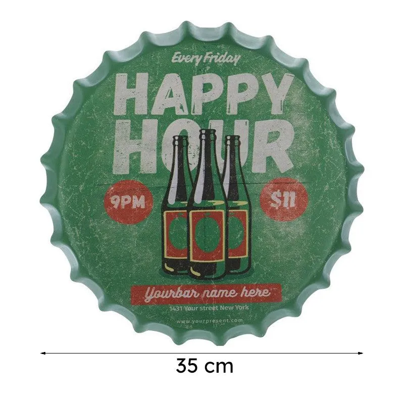 Every Friday Happy Hours Bottle Cap Metal Wall Accent media 8