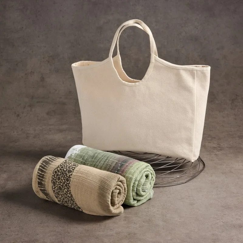 Natural Grace Cotton Bath Towels with Tote Bag - Set Of Two media 3