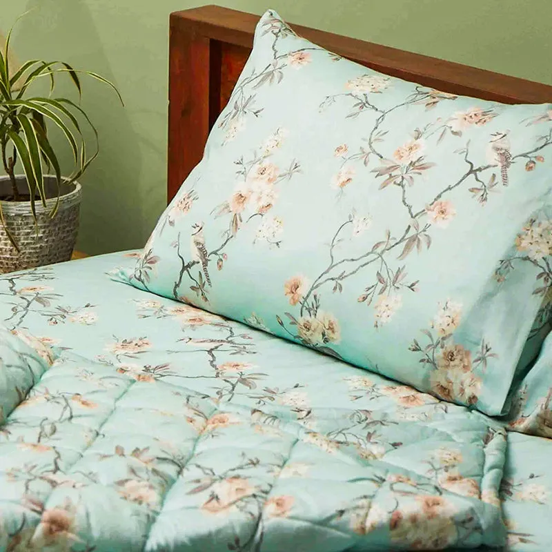 Bellara Floral Cotton Comforter (Mint Green) - 180 GSM - 8