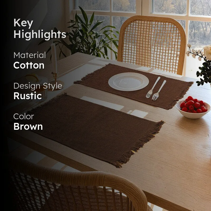 Elegant Brown Cotton Table Runner - Set Of Two media 2