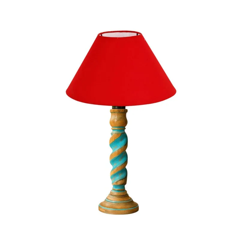Elara Liora Wooden Table Lamp - Red media 5