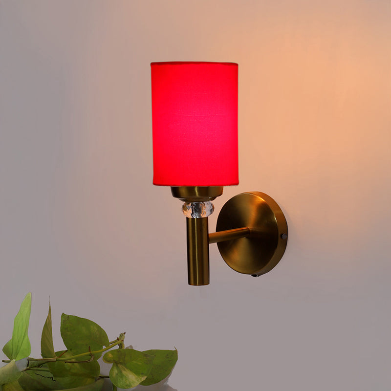 Sienna Steel & Cotton Wall Lamp - Red