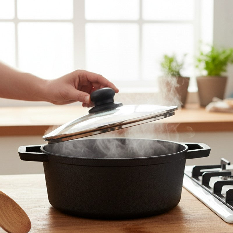 Durapot Cast Iron Cooking Pot With Glass Lid - 4700 ML