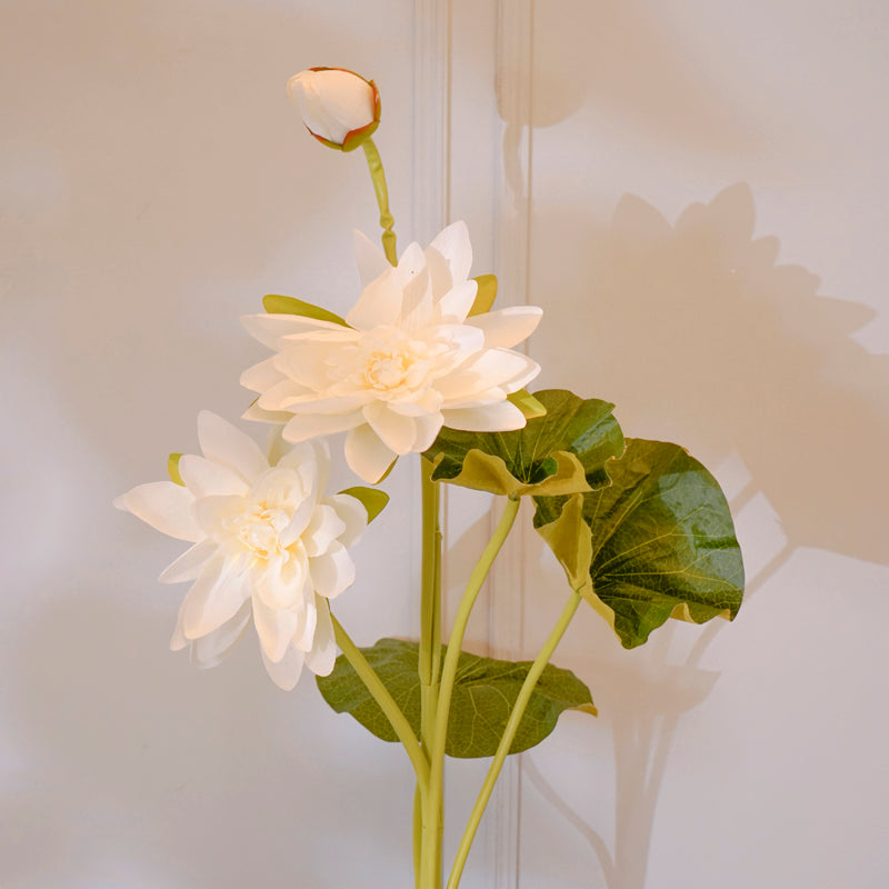 Faux Artificial Plastic Lotus Flower Stem(White) - 55 CM media 3