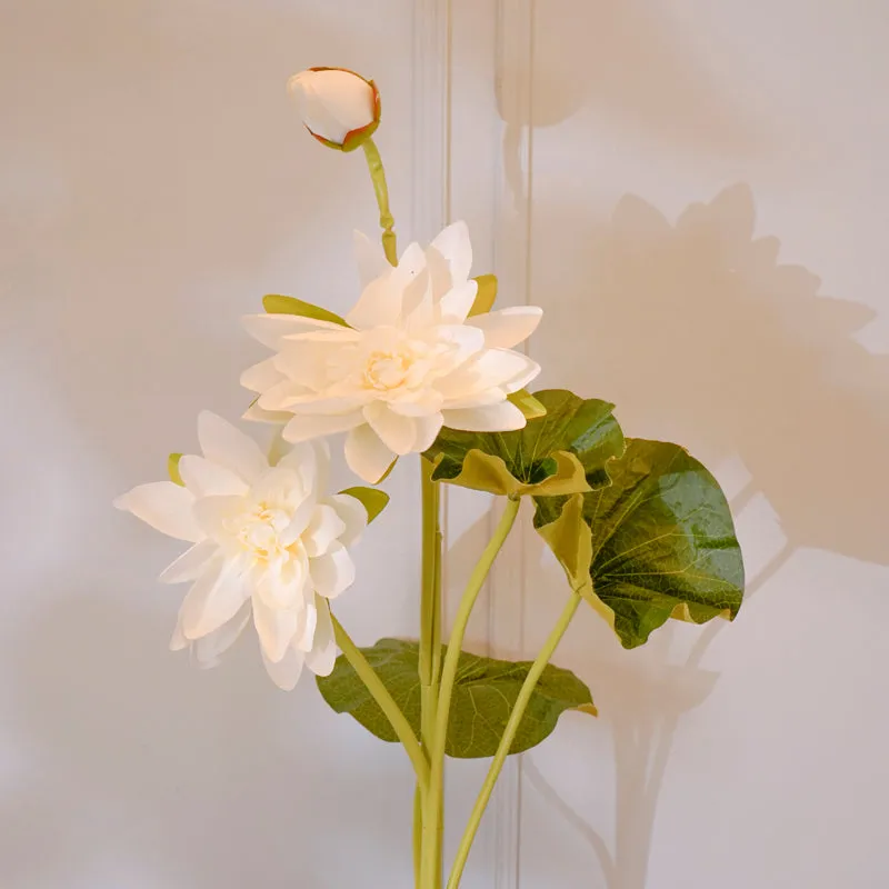 Faux Artificial Plastic Lotus Flower Stem(White) - 55 CM media 3
