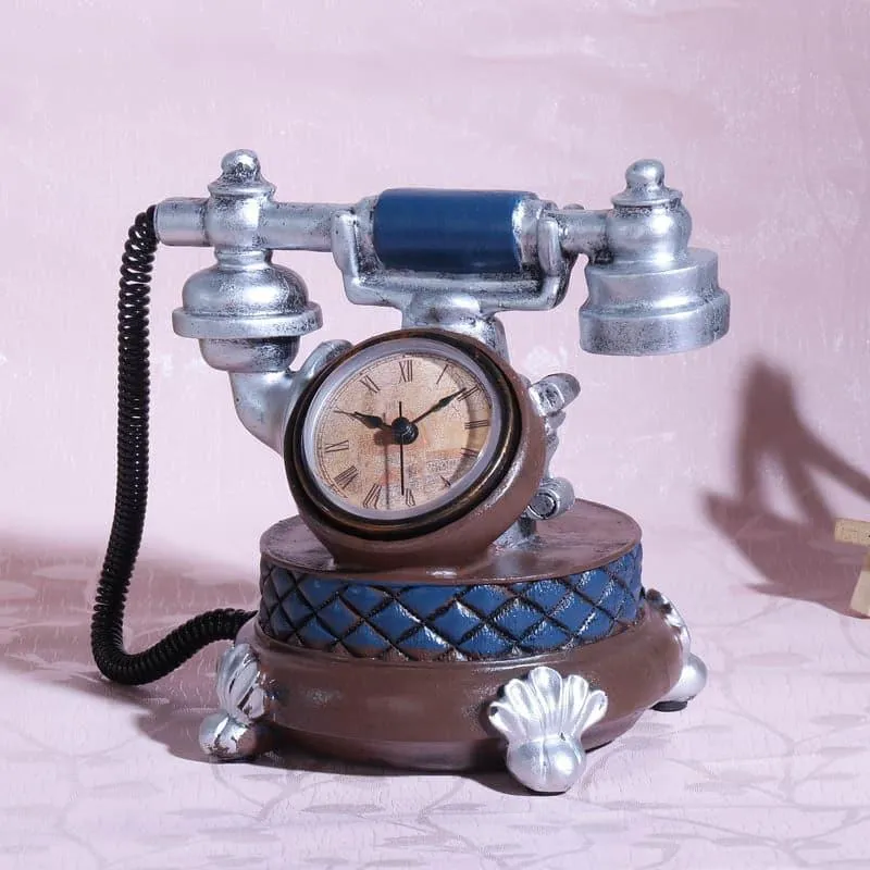Vintage Telephone Resin Table Clock media 1