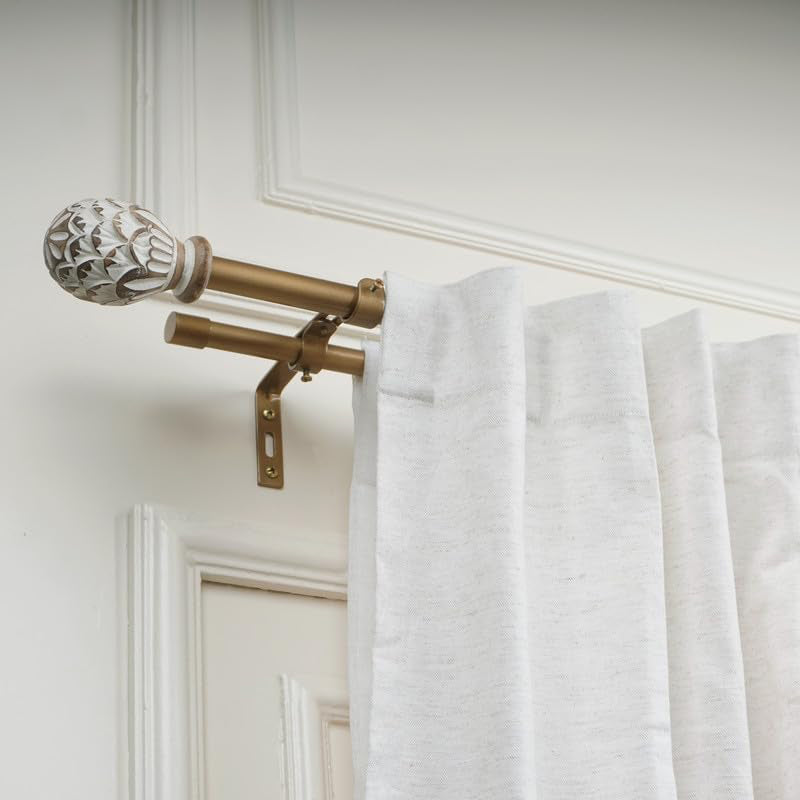 Amber Duo Extendable 1" Double Curtain Rods With Oval Finial & Brackets media 4