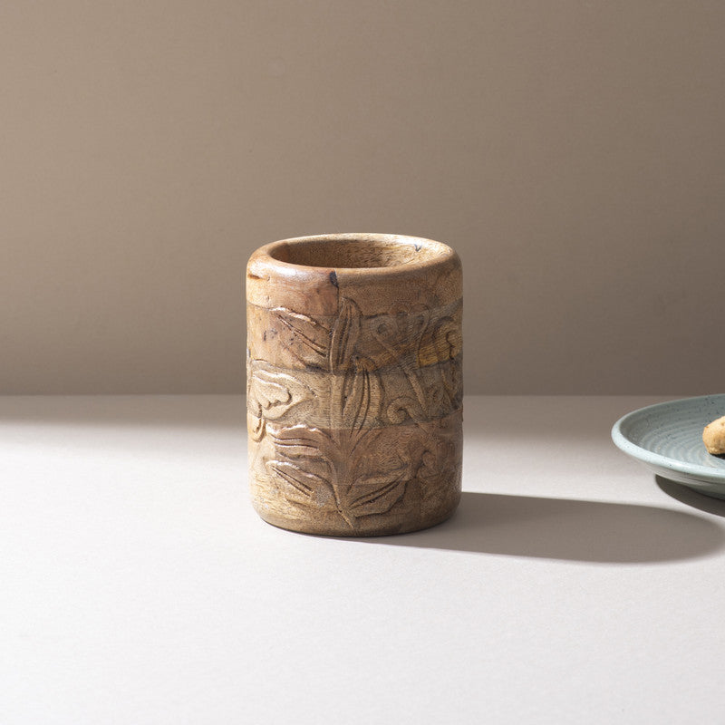 Leaf Handcrafted Mango Wood Cutlery Stand
