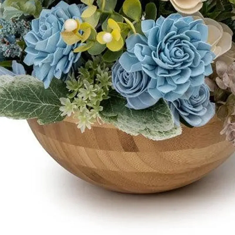 Madva Solawood Floral Bunch In Wooden Pot media 6