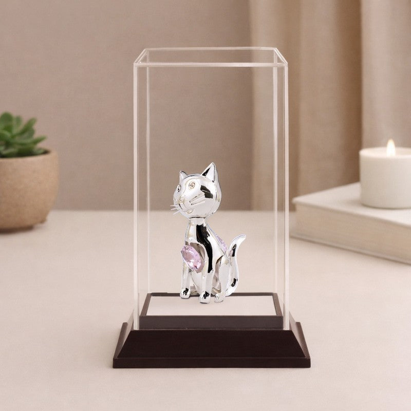Silver Cat Majesty Silver Plated Mild Steel Showpiece