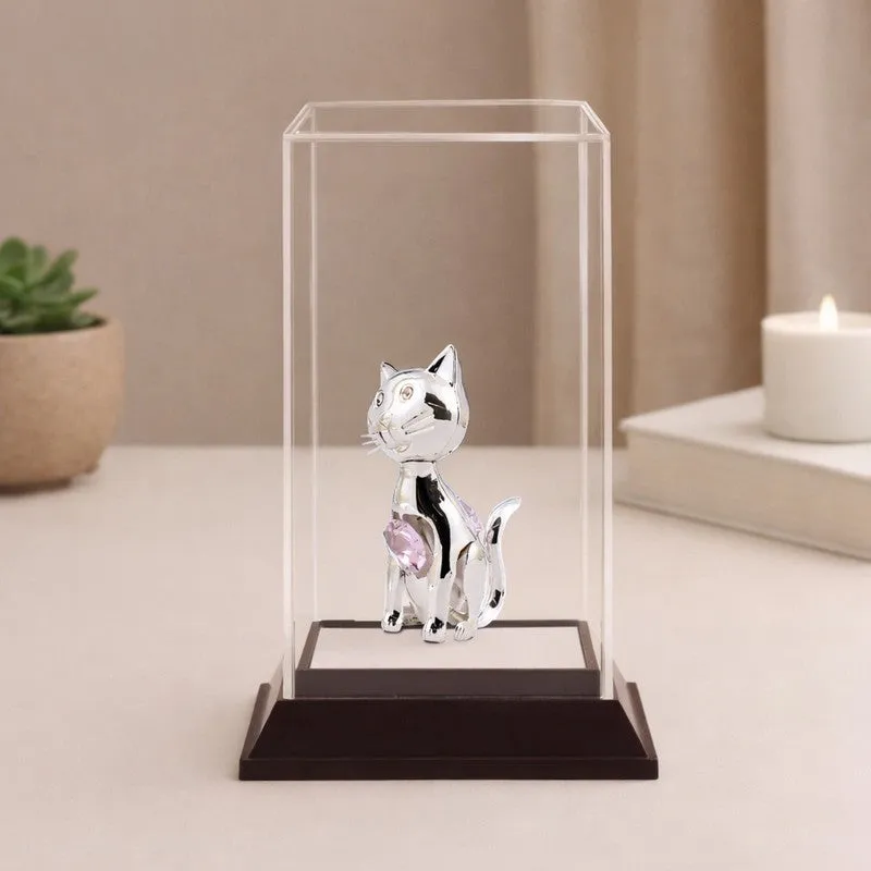Silver Cat Majesty Silver Plated Mild Steel Showpiece media 1