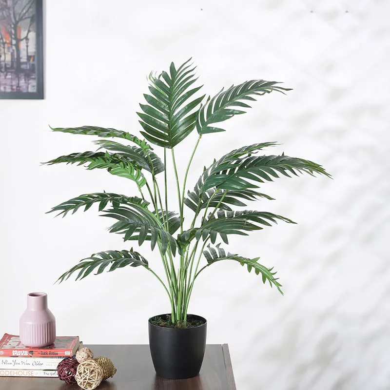 Faux Butterfly Palm Plant With Black Plastic Pot - 2.79 ft media 3