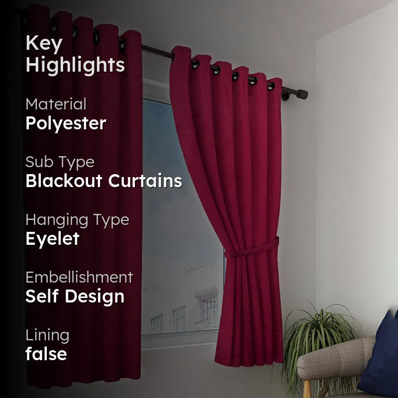 Nigel Blackout Curtain (Maroon) - Set Of Two media 2