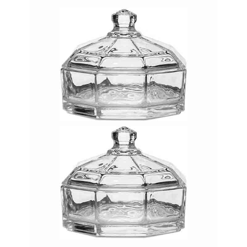 Retro Storage Glass Bowl with Lid (280 mL Each)- Set of Two media 4