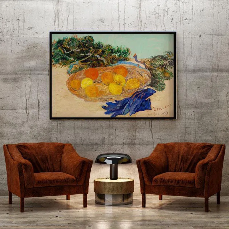 Still Life Of Oranges & Lemons With Blue Gloves By Vincent Van Gogh - Black media 4