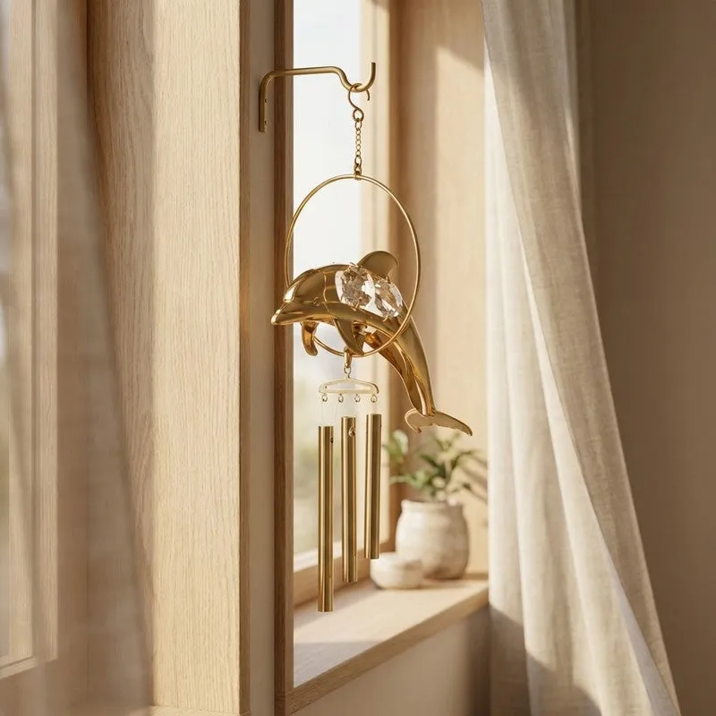 Golden Dolphin 24K Gold Plated Mild Steel Windchime media 1