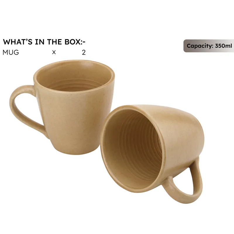 Tassa Ceramic Coffee Mug (350 mL Each) - Set of Two media 6